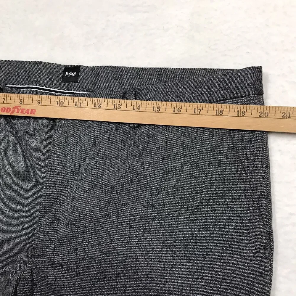 HUGO BOSS Kaito 1 Pant Men 40R (40x34) Gray Stretch Twill Flat Front Chino